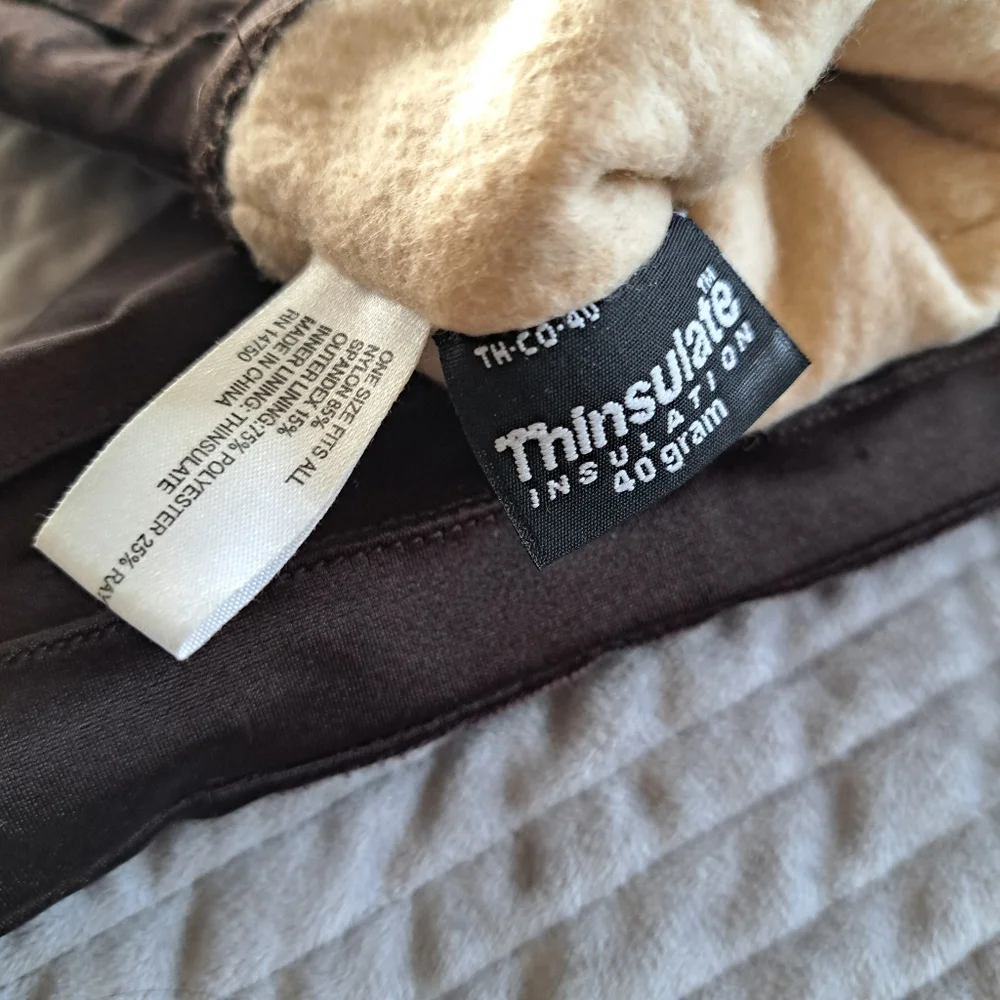 Thinsulate Vintage Style Chic Brown Winter Gloves Size OS